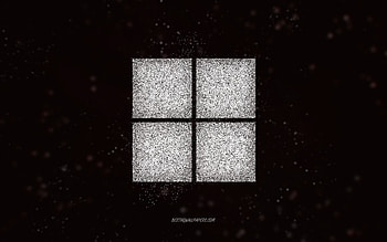 Windows 11 glitter logo, white glitter art, black background, Windows 11 logo, Windows 11, creative art, Windows 11 white glitter logo, Windows logo, Windows HD wallpaper