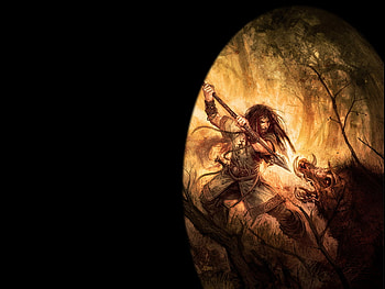 Beast, boar, fantasy, warrior HD wallpaper