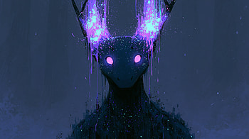 Starlit Horned Hare — Fantasy Creature ( Quad ), Rabbit, Glowing Eyes HD wallpaper