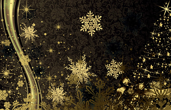 Ornaments, Abstract, background, snowflakes, christmad, gold, dark, tree HD wallpaper