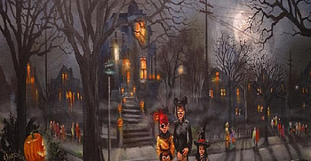 Trick Or Treat, night, halloween, children, houses HD wallpaper