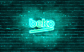 Beko turquoise logo, , turquoise brickwall, Beko logo, brands, Beko neon logo, Beko HD wallpaper
