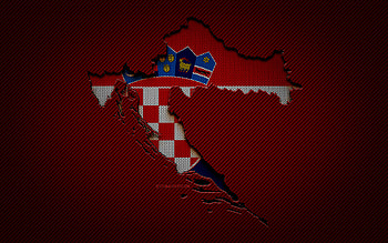 Croatia map, , European countries, Croatian flag, red carbon background, Croatia map silhouette, Croatia flag, Europe, Croatian map, Croatia, flag of Croatia HD wallpaper