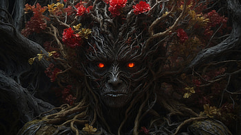 Tree Monster, tree, monster, flower, scary, forest HD wallpaper
