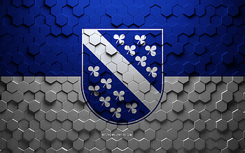 Flag of Kassel, honeycomb art, Kassel hexagons flag, Kassel, 3d hexagons art, Kassel flag HD wallpaper