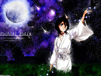 Rukia, purple, outside, girl, anime HD wallpaper