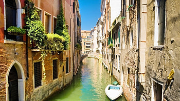 small bridge over side canal in venice, sunshine, canal, plants, city, bridge HD wallpaper