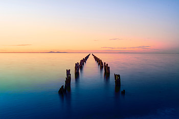 Nature, Sunset, Horizon, Pier, Bay, Ruin, Ruins, Australia, Clifton Springs HD wallpaper
