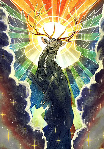 Art, Wings, Deer, Horns, Nimbus HD phone wallpaper