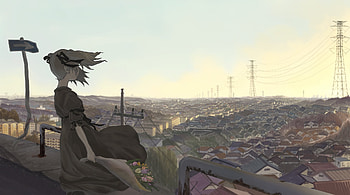 Maybe One Day..., bouquet, anime, town, view, windy HD wallpaper