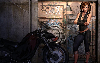 Lady, bike, abstract, fantasy HD wallpaper