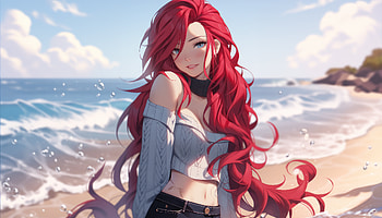 Anime Girl Redhead Girl Art Looking At Viewer, anime-girl, anime, artist, artwork, digital-art HD wallpaper
