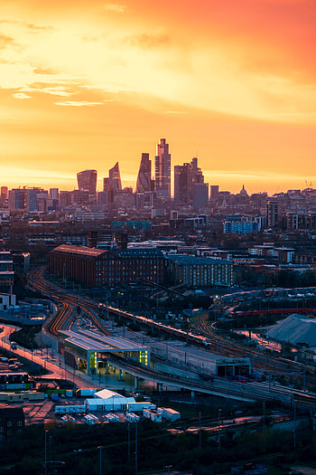 Cities, Sunset, Architecture, City, Building, View From Above HD phone wallpaper