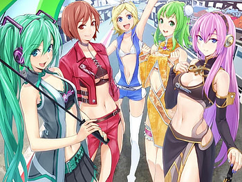 Vocaloid Girls, umbrella, luka, rin, vocaloid, twin tails, gumi, long hair, miku, short hair, happy, smile, meiko, pink, anime, green, yellow, red, girls HD wallpaper