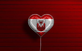 I Love Cottbus, , realistic balloons, red wooden background, german cities, flag of Cottbus, Germany, balloon with flag, Cottbus flag, Cottbus, Day of Cottbus HD wallpaper