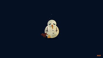 Sad Snow Man, snow, artist, sad, minimalism HD wallpaper