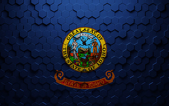 Flag of Idaho, honeycomb art, Idaho hexagons flag, Idaho, 3d hexagons art, Idaho flag HD wallpaper