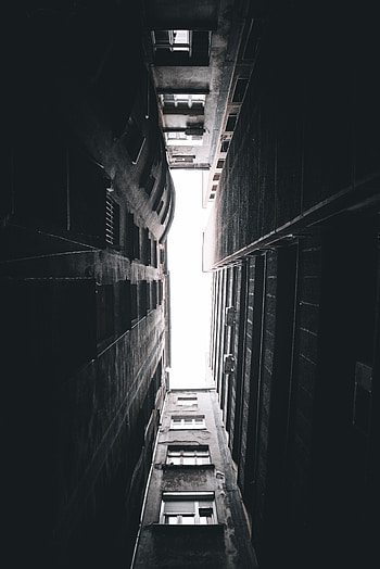 Architecture, Building, Miscellanea, Miscellaneous, Black And White, Black-And-White, Bottom View HD phone wallpaper