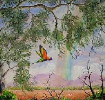 Rainbow Ranges, birds, art, Ranges, grass, tree, Rainbow HD wallpaper