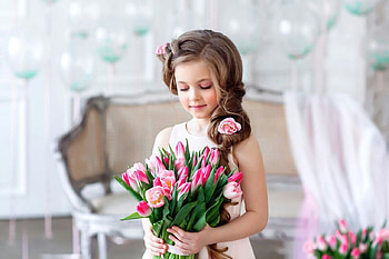 cute, girl, flowers, graphy HD wallpaper