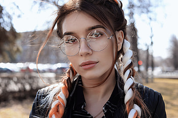 Women outdoors, Depth of field, Portrait, Pigtails HD wallpaper