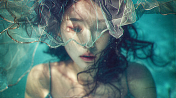 "Starry Eyes", Digital artwork, woman, Abstract, portrait, water HD wallpaper