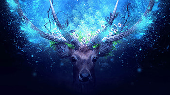 Deer Artistic Blue Manipulation, deer, artist, artwork, digital-art, deviantart HD wallpaper