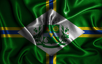 Paulinia flag, , silk wavy flags, brazilian cities, Day of Paulinia, Flag of Paulinia, fabric flags, 3D art, Paulinia, cities of Brazil, Paulinia 3D flag HD wallpaper