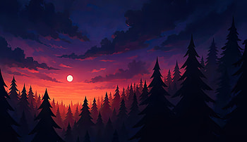 Twilight Forest Illustration, twilight, forest, illustration, trees, artist, artwork, art, digital-art, ai, deviantart HD wallpaper