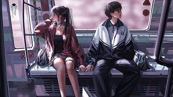 Subway Train Me And You, artist, artwork, digital-art, artstation HD wallpaper