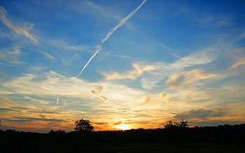 Nature, Sky, Clouds, Horizon, Evening, Traces HD wallpaper