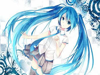 Hatsune Miku, black, awesome, uniform, cute, vocaloid, school uniform, beauty, nice, miku, abstract, vocaloids, hatsune, thighhighs, original, aqua eyes, skirt, program, white, twintail, girl, aqua, beautiful, diva, tie, anime, pretty, aqua hair, cool, idol, virtual HD wallpaper