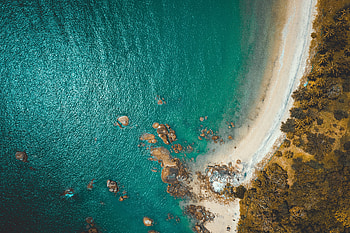 Nature, Sea, Beach, Rocks, View From Above, Coast HD wallpaper
