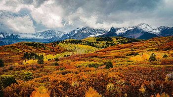 Gathering storm at the Dallas Divide, Colorado, mountains, colors, landscape, clouds, autumn, sky, usa HD wallpaper