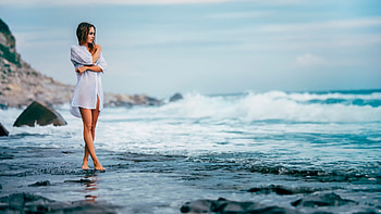 Model, bikini, women, beach HD wallpaper
