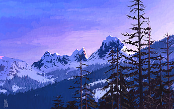 Art, Mountains, Fir, Spruce HD wallpaper