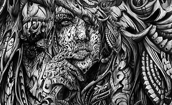 Drawing, Artistic, Black & White, Face HD wallpaper
