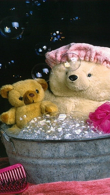 Cute Teddy Bear, Bathtub, teddy HD phone wallpaper