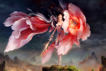 Goddess of Passion, night, brave, sword, elf, dark, armor, fantasy, passion, fly, blonde hair, warrior, female HD wallpaper