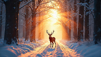 Majestic Deer in Winter Forest – Landscape, landscape, deer HD wallpaper