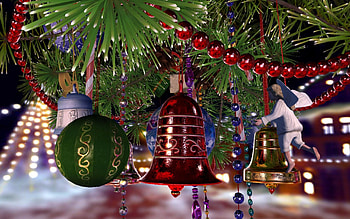 Christmas Bells, angel, decoration, christmas balls, tree HD wallpaper