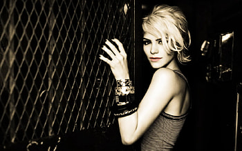 Posing blonde, graphy, black and white, beautiful, girl, people, female, nice HD wallpaper