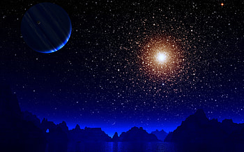 Blue Night Moon Stars Earth , earth, stars, moon, night, digital-universe, artist, digital-art, artwork HD wallpaper