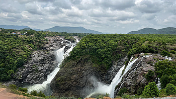 Shivanasamudram , India, sky, mountains, rocks, trees, landscape, clouds HD wallpaper