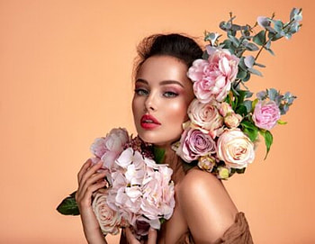 ღ, Model, Flowers, Girl, Brunette HD wallpaper