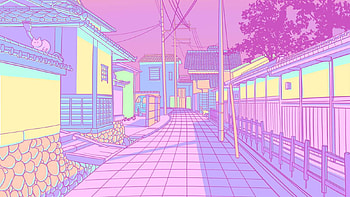 Pastel Japan, Cats and Alleyways Illustrations. Cute laptop , art, Cute, Pastel Lofi HD wallpaper