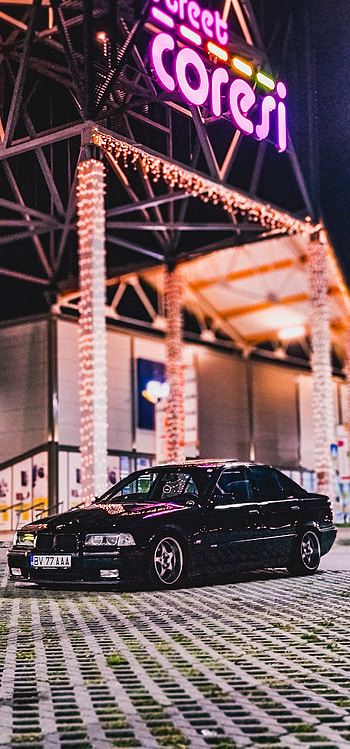 BMW E36 Christmas Fot, automotive lighting, automotive parking light, winter, passion HD phone wallpaper