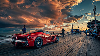 Ferrari LaFerrari – Stunning Sunset Drive on the Pier, Ferrari LaFerrari, Ferrari HD wallpaper