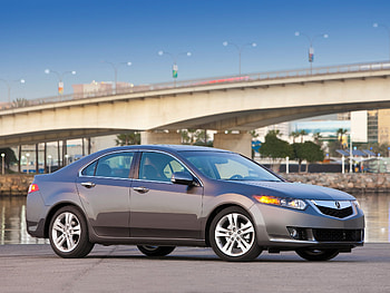 Auto, Trees, Sky, Acura, Cars, Asphalt, Bridge, Grey, Side View, Style, Akura, Tsx, V6 HD wallpaper