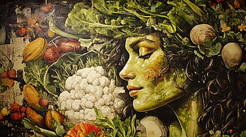 Vibrant Vegetarian Essence: Ultra, mural, woman, nature HD wallpaper